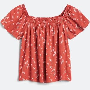 Orange Square Neck Blouse